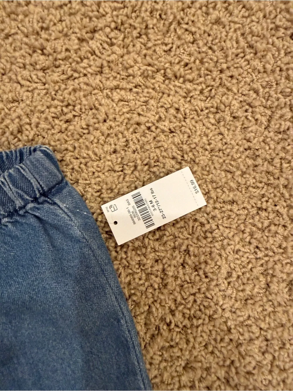 Old Navy Elastic Waist & Cuff Soft Blue Denim Pants 3-6M